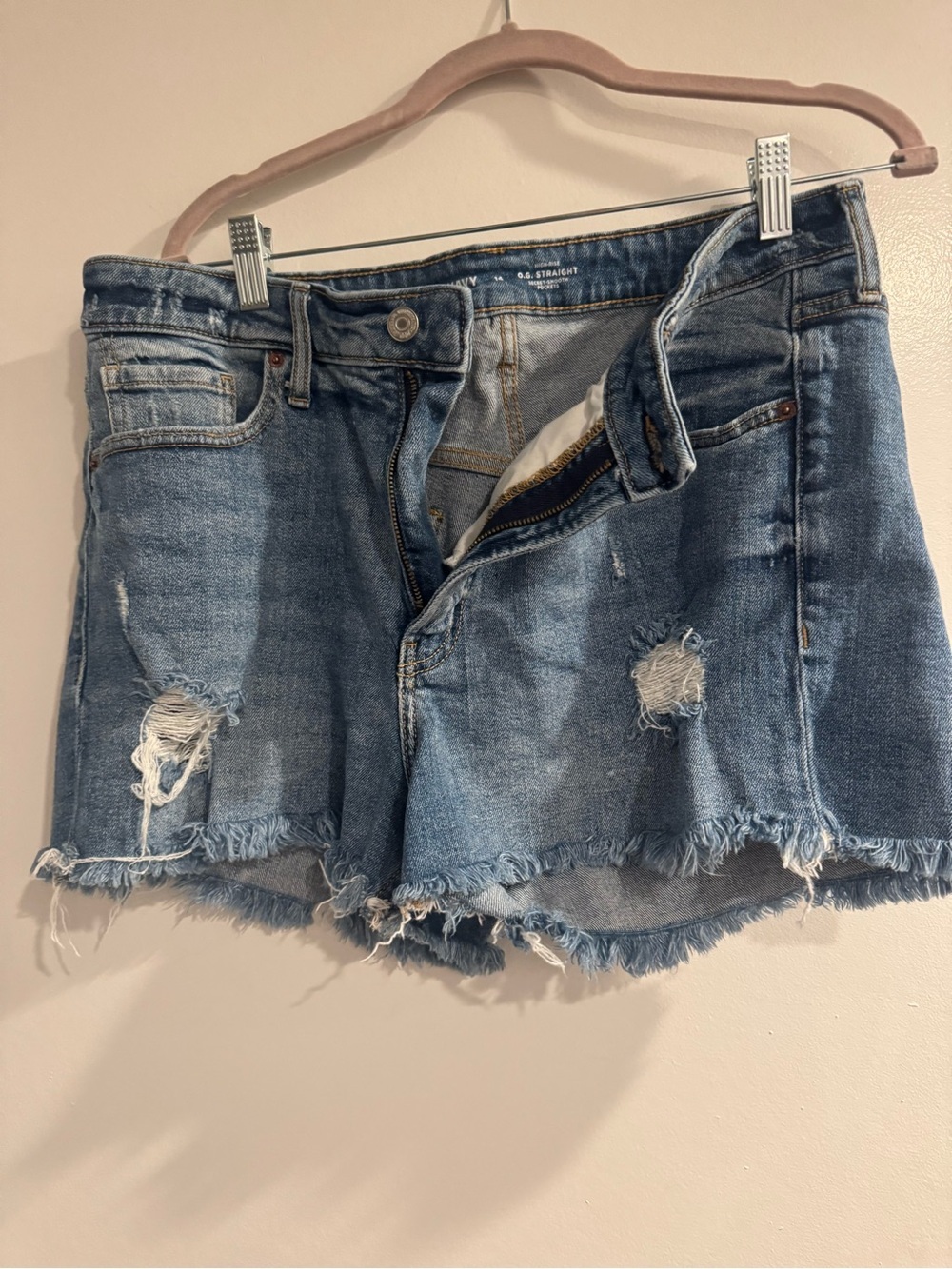 Old Navy Light Blue High-Rise O.G. Straight Jean shorts size 14